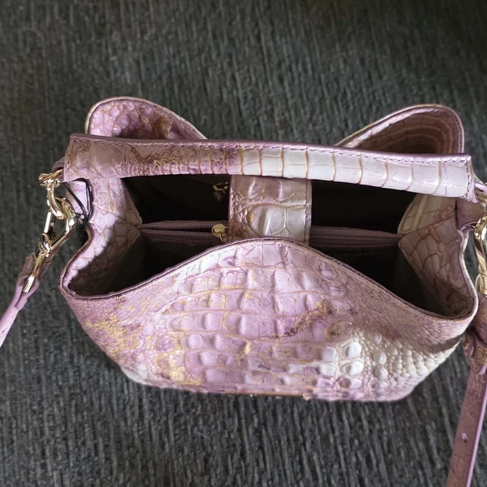 Brahmin Mini Amelia Lilac Melbourne Bucket Bag / Crossbody - Picture 9 of 16